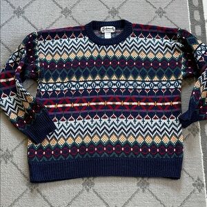 Vintage Mademoiselle Fair Isle Crewneck Sweater in Navy and Multicolor